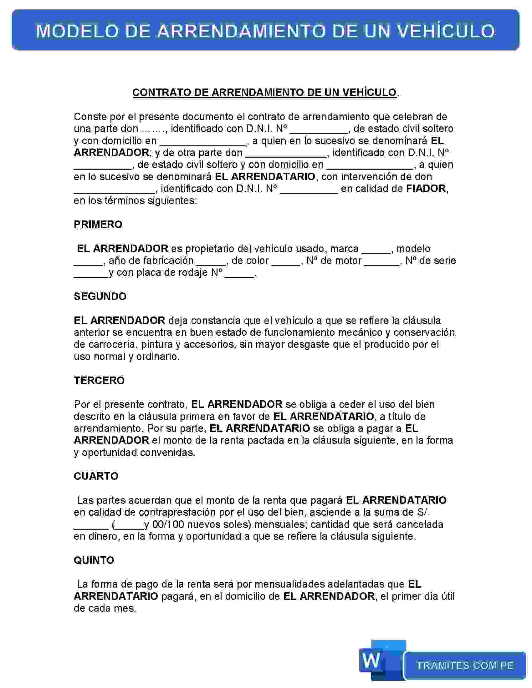 modelo de contrato de arrendamiento