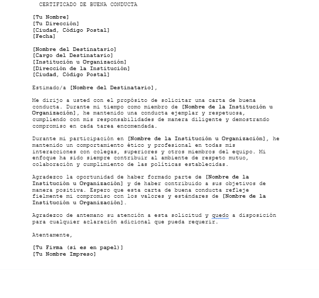 CERTIFICADO DE BUENA CONDUCTA