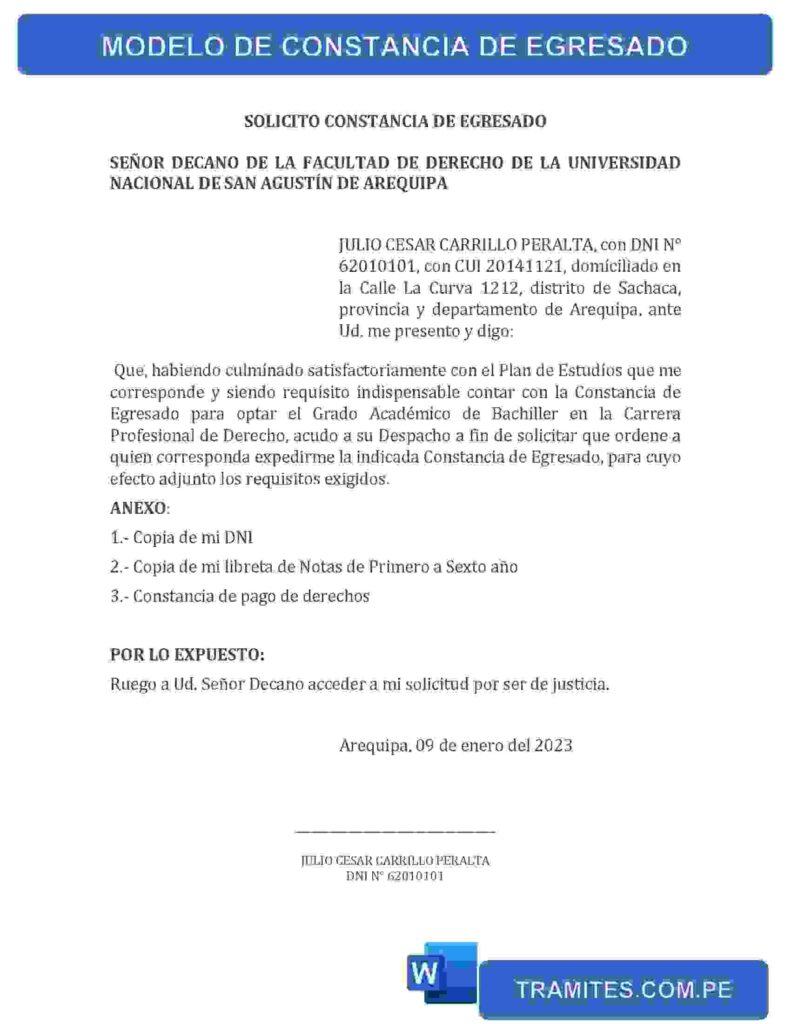 CONSTANCIA DE EGRESADO 2023