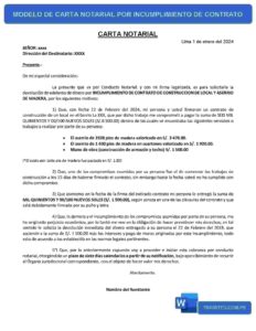 Carta Notarial por Incumplimiento de Contrato