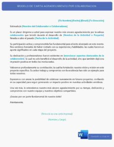 Carta de Agradecimiento por Colaboración en Actividad