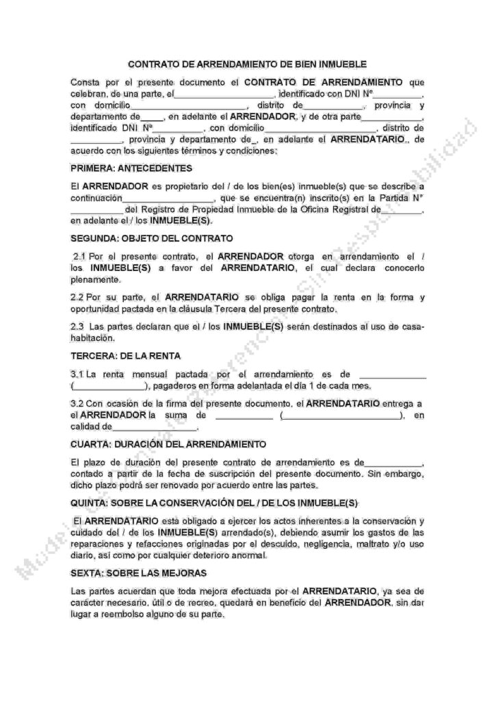 CONTRATO DE ARRENDAMIENTO DE BIEN INMUEBLE