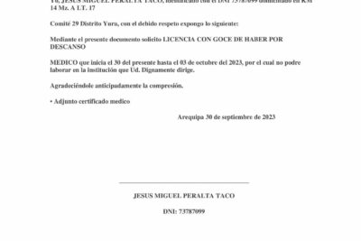 LICENCIA CON GOCE DE HABER POR DESCANSO MEDICO