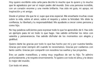 MODELO DE CARTA AGRADECIMIENTO AL PADRE DE MI HIJO
