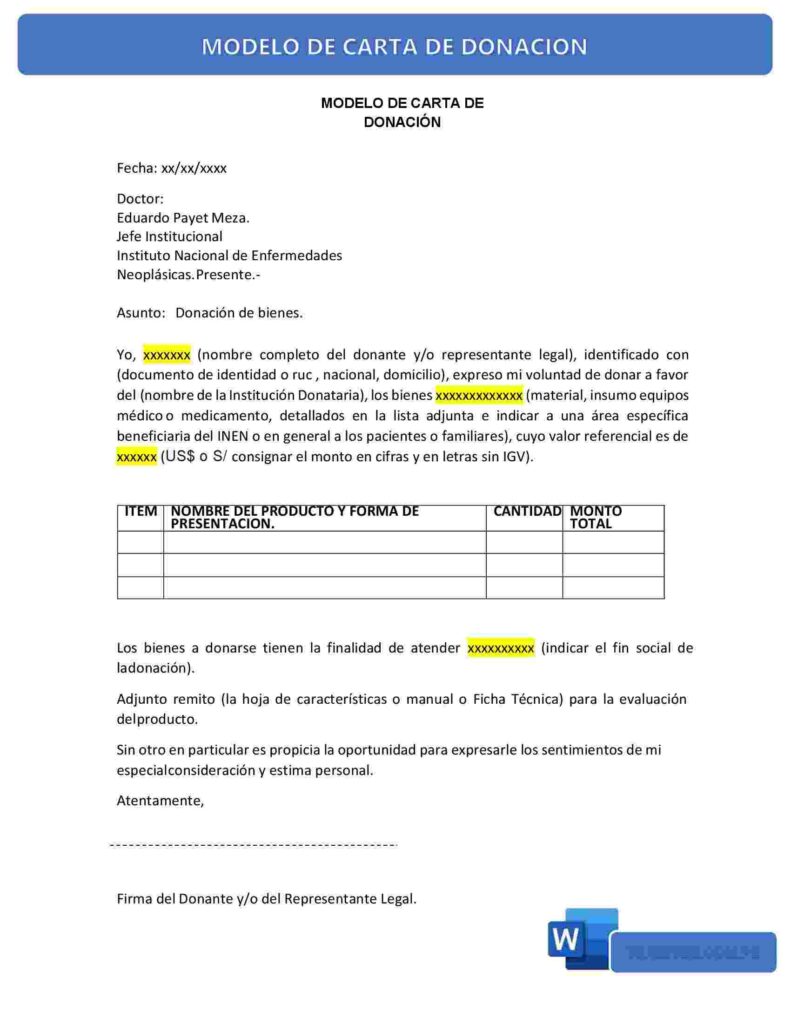 Modelos de Solicitud de Donación