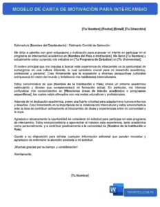 MODELO DE CARTA DE MOTIVACIÓN PARA INTERCAMBIO