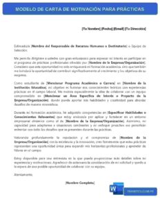 MODELO DE CARTA DE MOTIVACIÓN PARA PRÁCTICAS