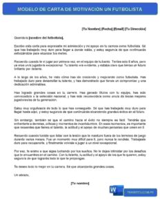 MODELO DE CARTA DE MOTIVACIÓN UN FUTBOLISTA