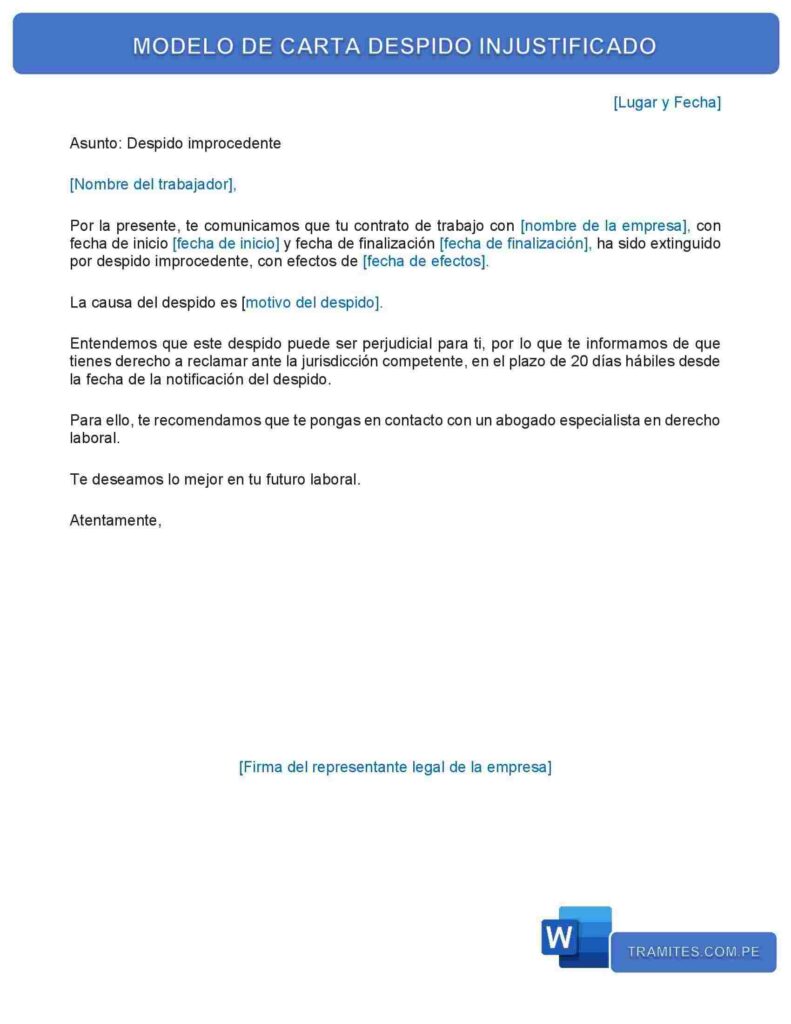 modelo de carta injustificado