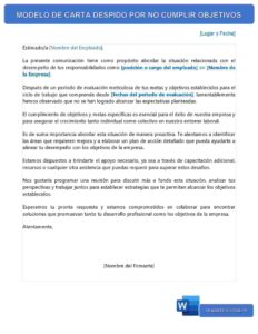 MODELO DE CARTA DESPIDO POR NO CUMPLIR OBJETIVOS