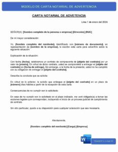 MODELO DE CARTA NOTARIAL DE ADVERTENCIA