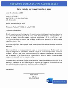 carta notarial por deuda