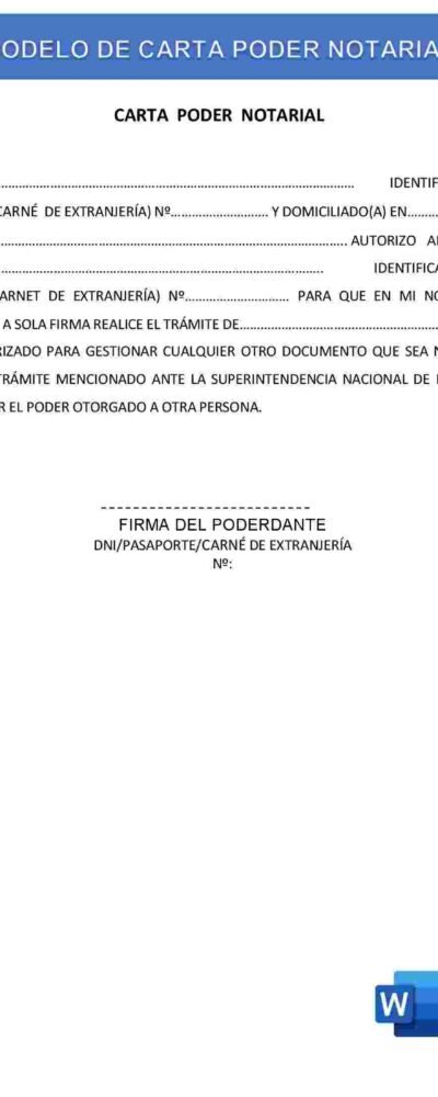 Modelo De Carta De Poder Notarial Para Trámites 【word】 5811