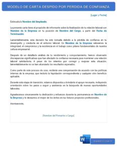 MODELO DE CARTA POR PERDIDA DE CONFIANZA