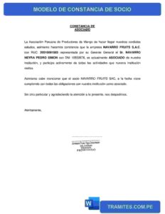 MODELO DE CONSTANCIA DE SOCIO 2023