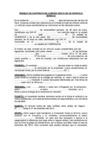 MODELO DE CONTRATO DE COMPRA VENTA DE UN VEHÍCULO