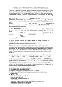MODELO DE CONTRATO DE TRABAJO SUJETO A MODALIDAD