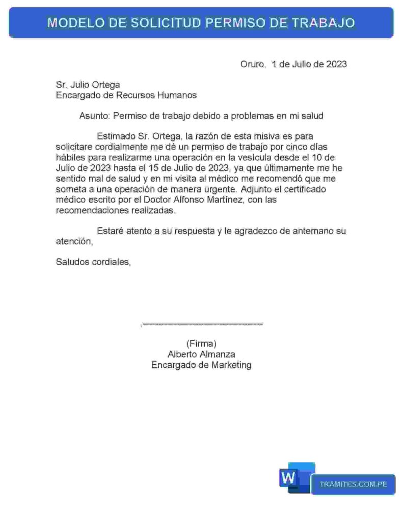 Modelo De Solicitud De Permiso Cómo Redactar Un Permiso Laboral 5761