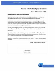 Modelo de Solicitud de Apoyo Económico
