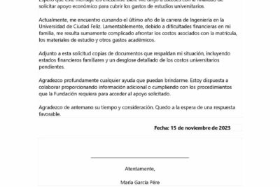 Modelo de Solicitud de Apoyo Económico