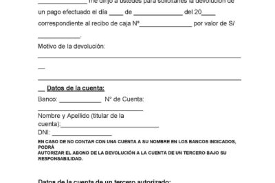 Modelo de Solicitud de Devolución de Dinero