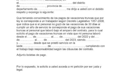 MODELO DE SOLICTUD PAGO DE VACIONES TRUNCAS 2024