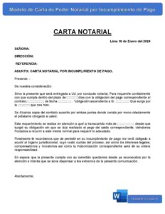 Modelo de Carta de Poder Notarial por Incumplimiento de Pago