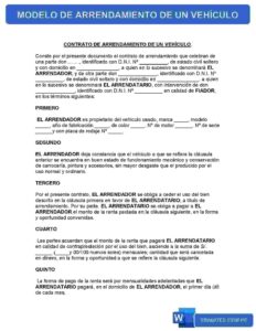 Modelo de Contrato de Alquiler de Vehículo