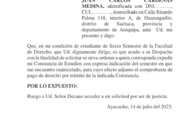 Modelo de Solicitud de Constancia de Estudios