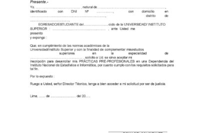 Modelo de Solicitud de Prácticas Pre-Profesionales 2024