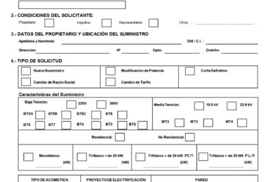 Modelo de Solicitud para Solicitar Medidor de Luz