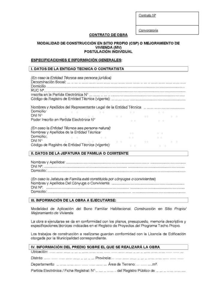 Modelo de contrato de construcción - WORD