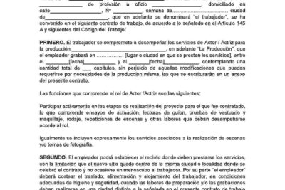 Modelo de Contrato de Trabajo