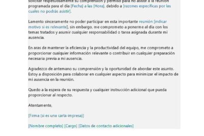 SOLICITUD DE PERMISO PARA NO ASISTIR A LA REUNIÓN