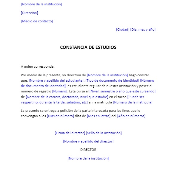 Modelo de Constancia de Estudio