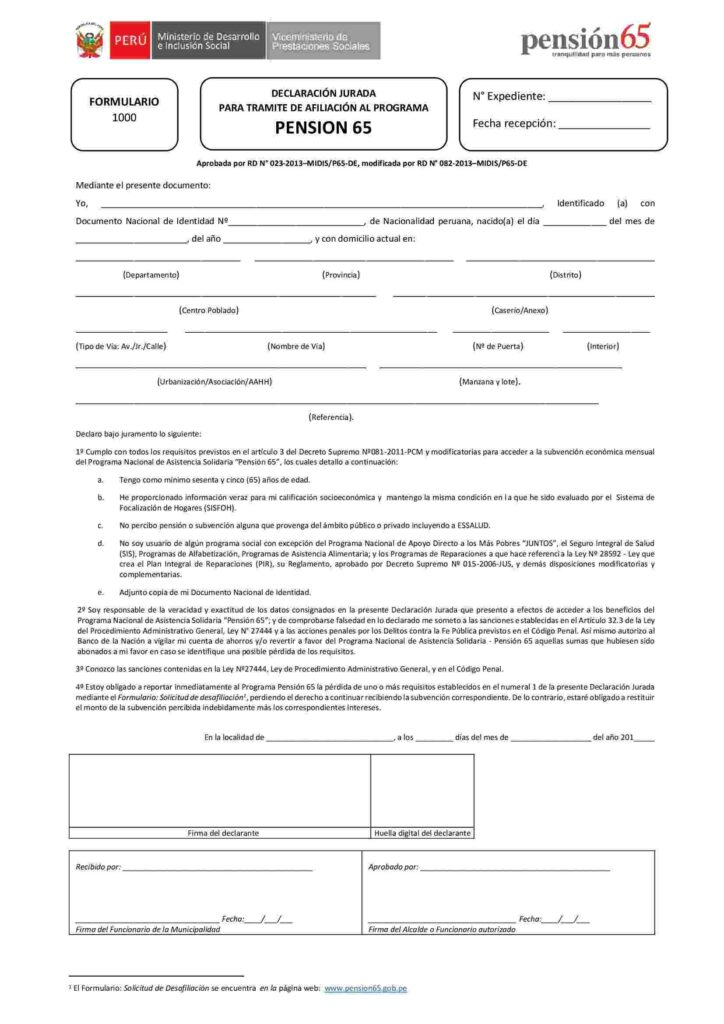 modelo de solicitud para pensión 65